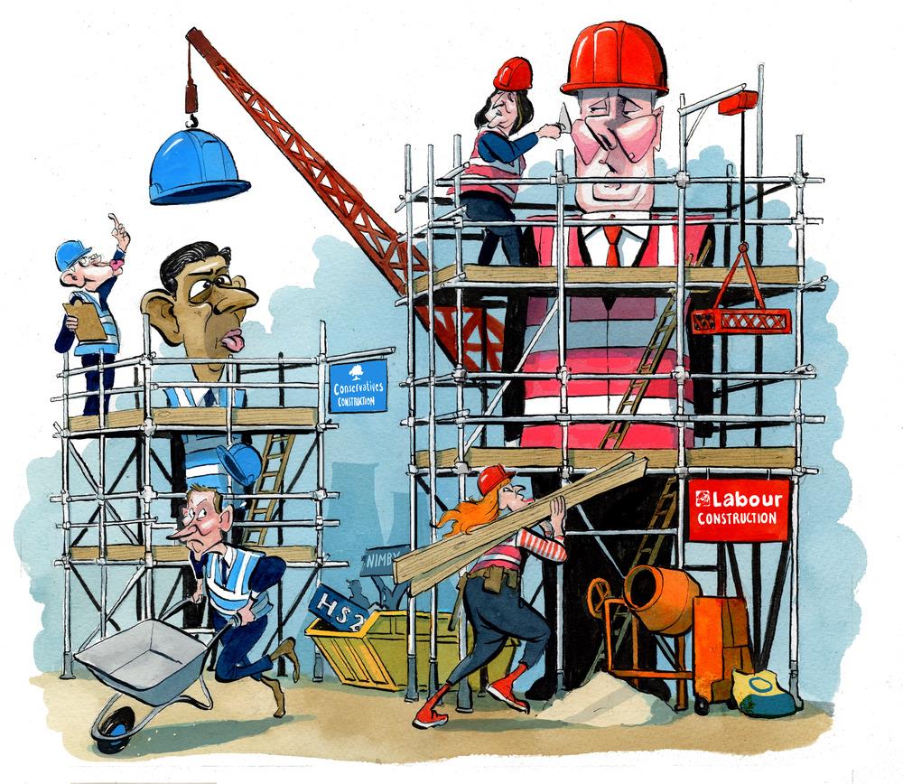 Political Promises. Conservatives vs Labour Construction. Copyright: building.co.uk magazine